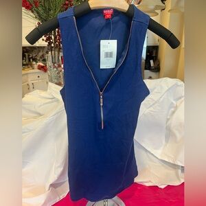 NWT Guess Navy Sleeveless Tank with Rose Gold Zip